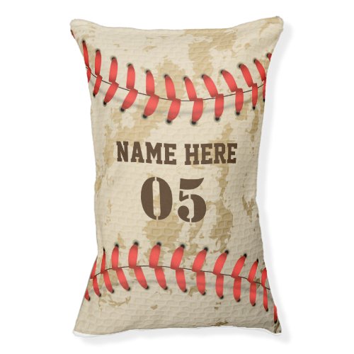 Personalized Vintage Baseball Name Number Retro Pet Bed