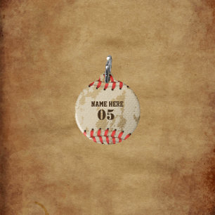 Personalized Vintage Baseball Name Number Retro Pet ID Tag