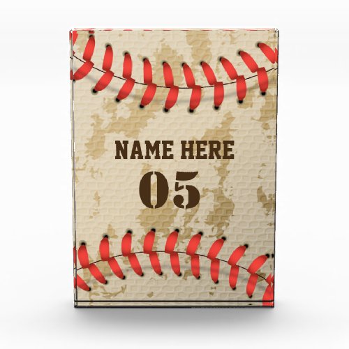 Personalized Vintage Baseball Name Number Retro Photo Block