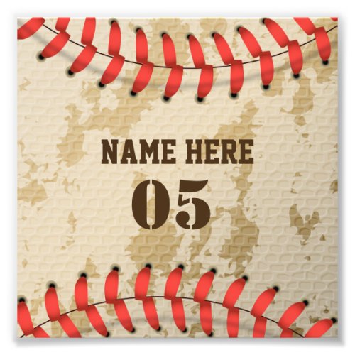 Personalized Vintage Baseball Name Number Retro Photo Print