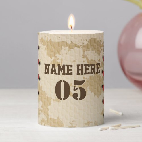 Personalized Vintage Baseball Name Number Retro Pillar Candle