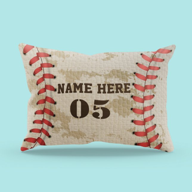 Personalized Vintage Baseball Name Number Retro Pillow Case (Creator Uploaded)