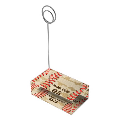 Personalized Vintage Baseball Name Number Retro Place Card Holder