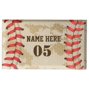 Personalized Vintage Baseball Name Number Retro Place Card Holder