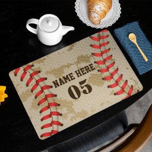 Personalized Vintage Baseball Name Number Retro Placemat