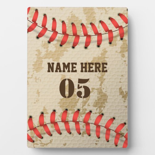 Personalized Vintage Baseball Name Number Retro Plaque