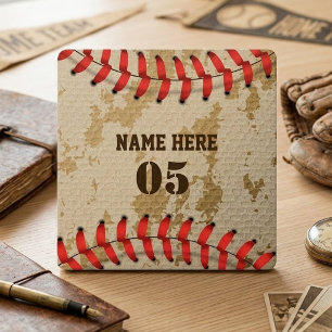 Personalized Vintage Baseball Name Number Retro Plaque