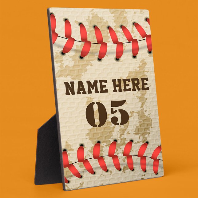 Personalized Vintage Baseball Name Number Retro Plaque (Creator Uploaded)