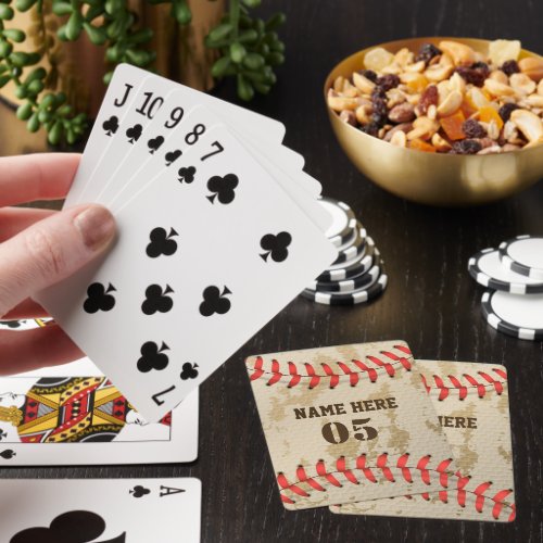 Personalized Vintage Baseball Name Number Retro Playing Cards