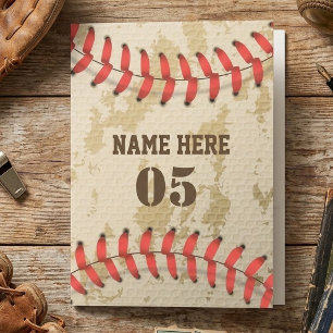 Personalized Vintage Baseball Name Number Retro Pocket Folder