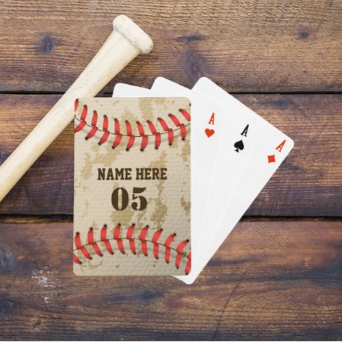 Personalized Vintage Baseball Name Number Retro Poker Cards