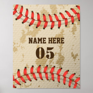 Personalized Vintage Baseball Name Number Retro Poster