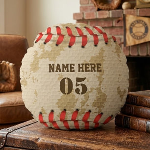 Personalized Vintage Baseball Name Number Retro Round Pillow