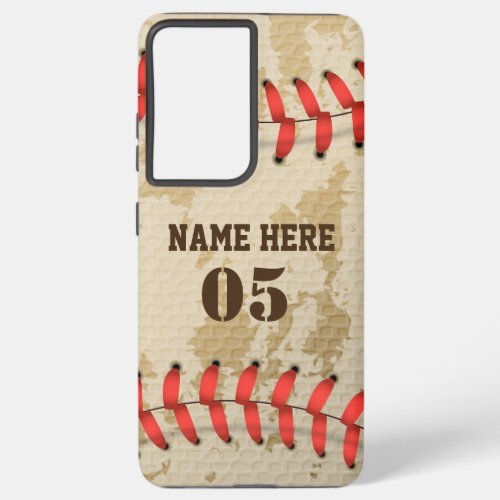 Personalized Vintage Baseball Name Number Retro Samsung Galaxy S21 Ultra Case