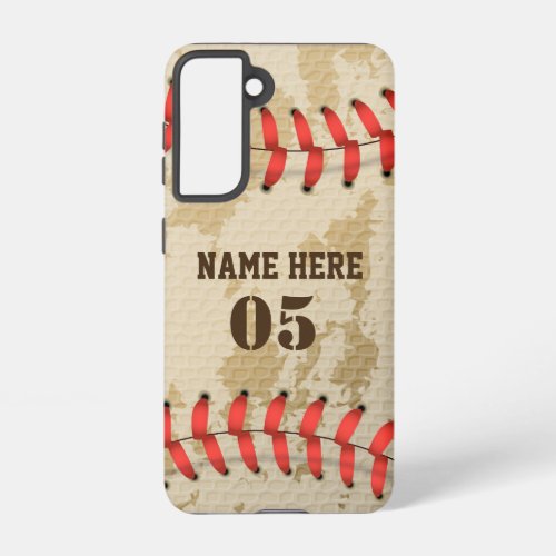 Personalized Vintage Baseball Name Number Retro Samsung Galaxy S21 Case