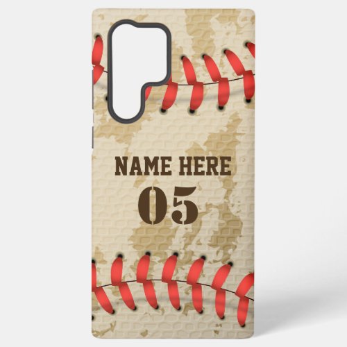 Personalized Vintage Baseball Name Number Retro Samsung Galaxy S22 Ultra Case