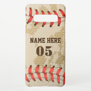 Personalized Vintage Baseball Name Number Retro Samsung Galaxy S10+ Case
