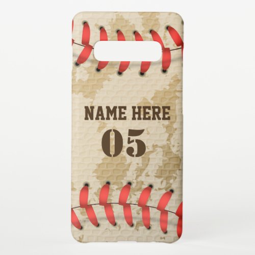 Personalized Vintage Baseball Name Number Retro Samsung Galaxy S10 Case