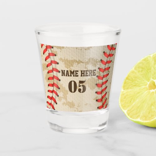 Personalized Vintage Baseball Name Number Retro Shot Glass