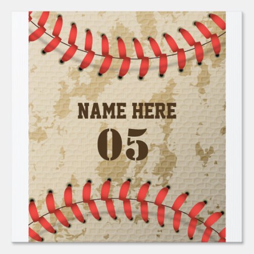 Personalized Vintage Baseball Name Number Retro Sign