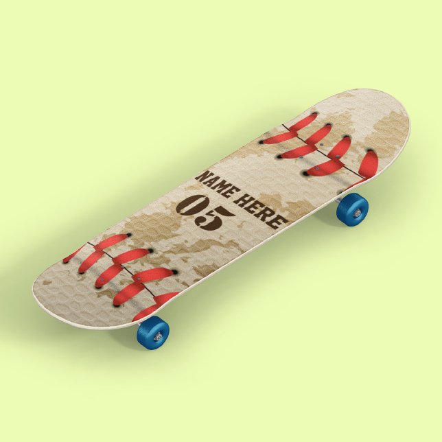 Personalized Vintage Baseball Name Number Retro Skateboard (Creator Uploaded)