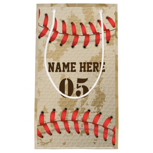 Personalized Vintage Baseball Name Number Retro Small Gift Bag