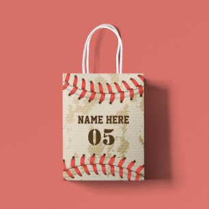 Personalized Vintage Baseball Name Number Retro Small Gift Bag