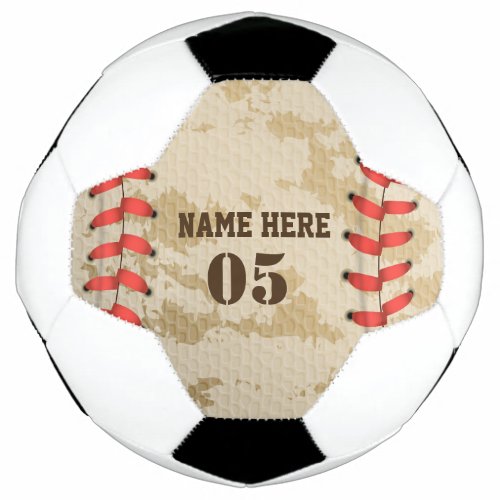 Personalized Vintage Baseball Name Number Retro Soccer Ball