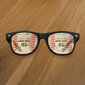 Personalized Vintage Baseball Name Number Retro Sunglasses