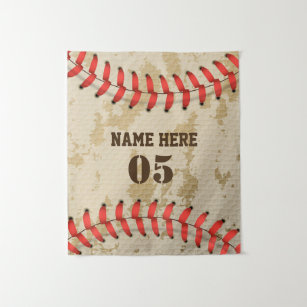 Personalized Vintage Baseball Name Number Retro Tapestry