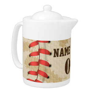 Personalized Vintage Baseball Name Number Retro Teapot