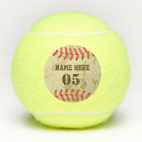Personalized Vintage Baseball Name Number Retro Tennis Balls