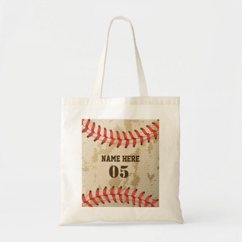 Personalized Vintage Baseball Name Number Retro Tote Bag