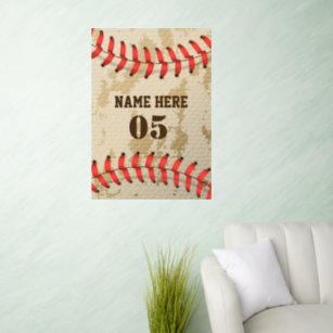Personalized Vintage Baseball Name Number Retro Wall Decal