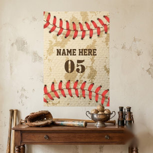 Personalized Vintage Baseball Name Number Retro Wall Decal