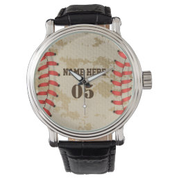 Personalized Vintage Baseball Name Number Retro Watch