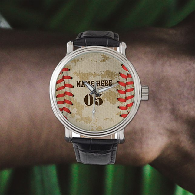 Personalized Vintage Baseball Name Number Retro Watch (Creator Uploaded)