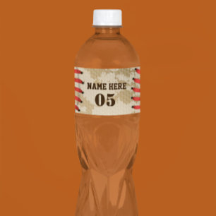 Personalized Vintage Baseball Name Number Retro Water Bottle Label