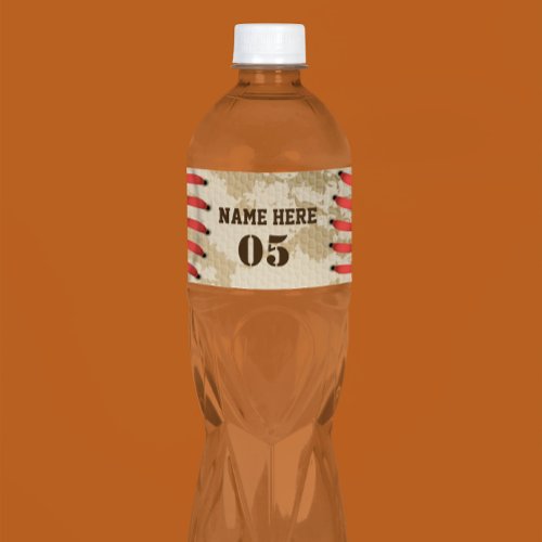 Personalized Vintage Baseball Name Number Retro Water Bottle Label