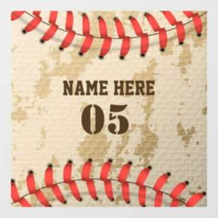 Personalized Vintage Baseball Name Number Retro Window Cling