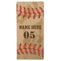 Personalized Vintage Baseball Name Number Retro Wood Flash Drive