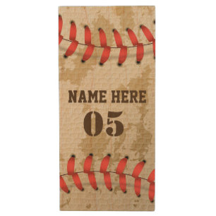 Personalized Vintage Baseball Name Number Retro Wood Flash Drive