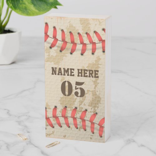 Personalized Vintage Baseball Name Number Retro Wooden Box Sign