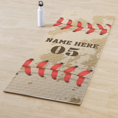 Personalized Vintage Baseball Name Number Retro Yoga Mat