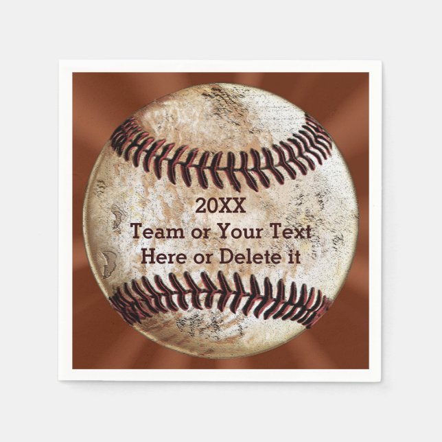 Personalized Vintage Baseball Napkins YOUR TEXT (Front)