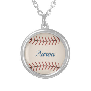 Personalized Vintage Baseball Necklace