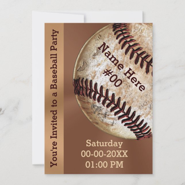Personalized Vintage Baseball Party Invitations (Front)