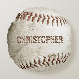 Personalized Vintage Baseball Round Pillow