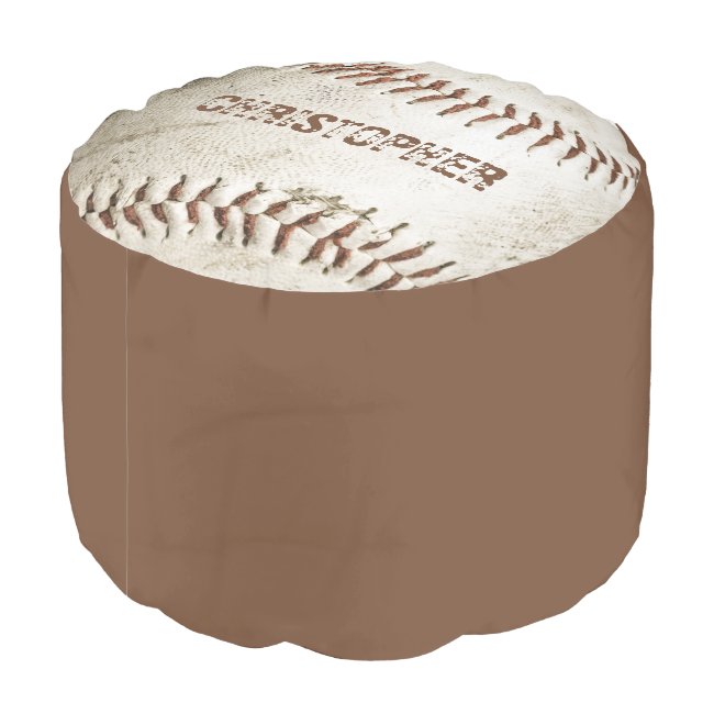 Personalized Vintage Baseball Round Pouf