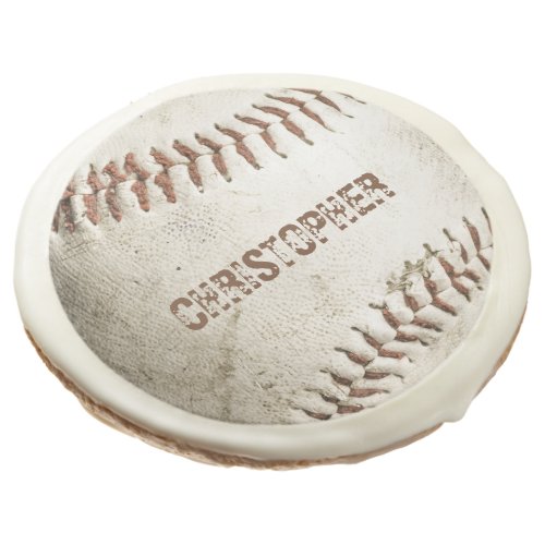 Personalized Vintage Baseball Sugar Cookie